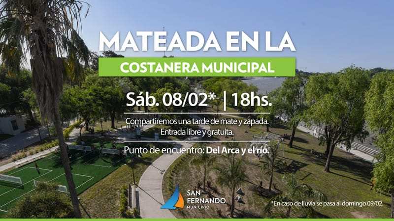Este sábado, San Fernando tendrá una mateada y actividades culturales en la Costanera
