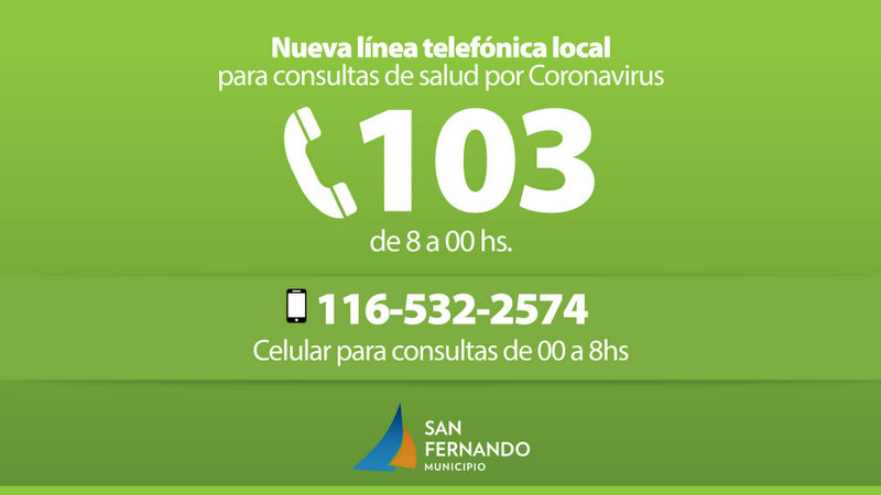 San Fernando incorpora la línea telefónica local 103 para consultas exclusivas sobre coronavirus