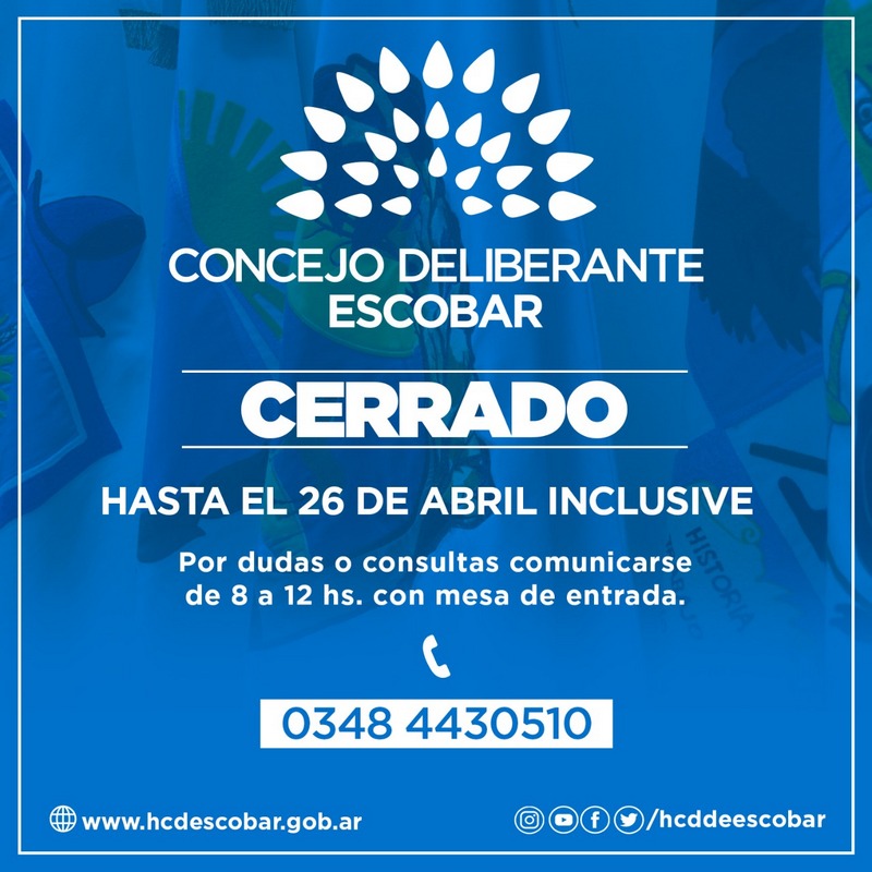 El HCD de Escobar permanecerá cerrado hasta el 26 de Abril inclusive