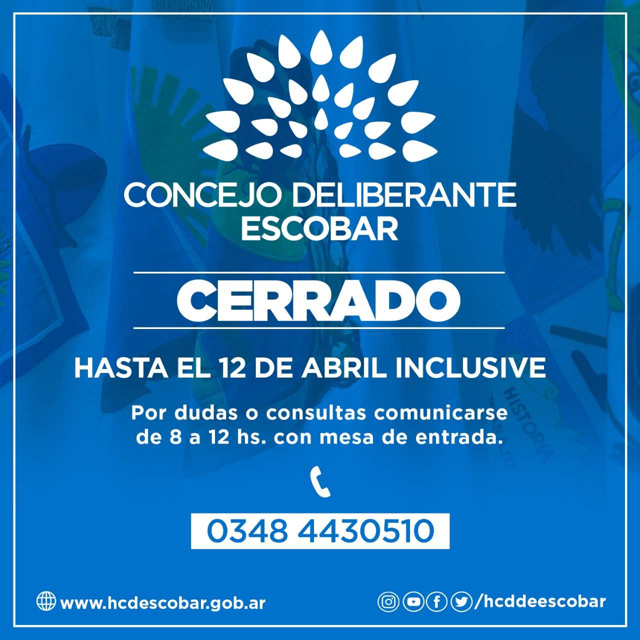El HCD de Escobar permanecerá cerrado hasta el 12 de Abril inclusive
