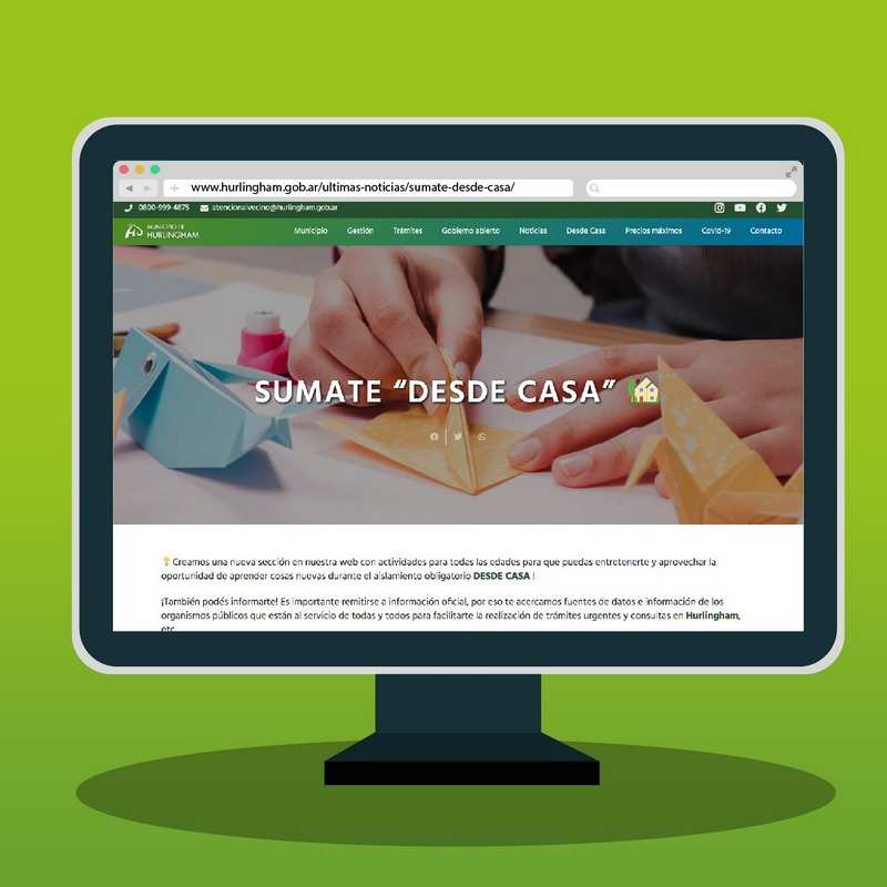 Hurlingham desde Casa: El Municipio presentó una plataforma digital con propuestas e información para acceder desde el hogar