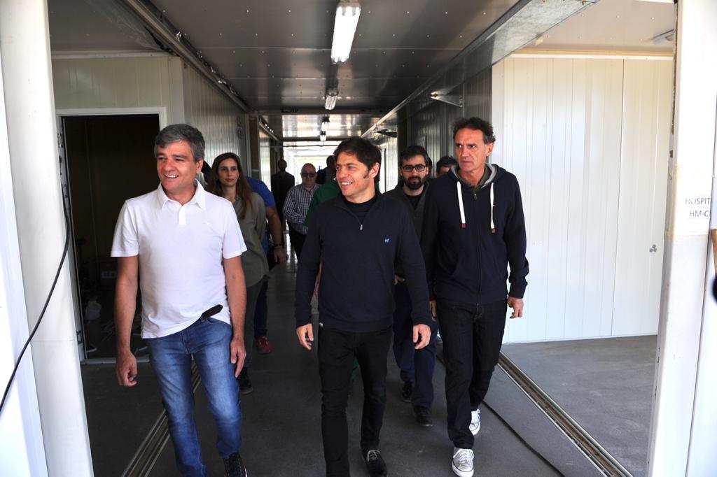 Kicillof, Katopodis y Zabaleta recorrieron la obra del Hospital Modular de Emergencia que se construye en Hurlingham