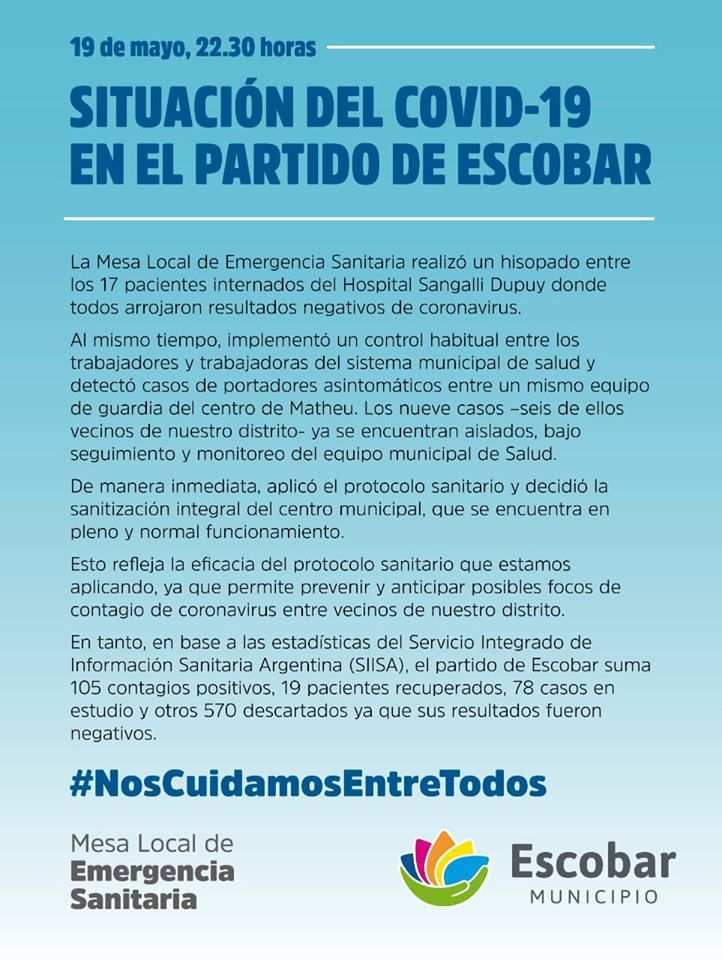 La Municipalidad de Escobar realizó hisopados de COVID-19 en el hospital Sangalli Dupuy
