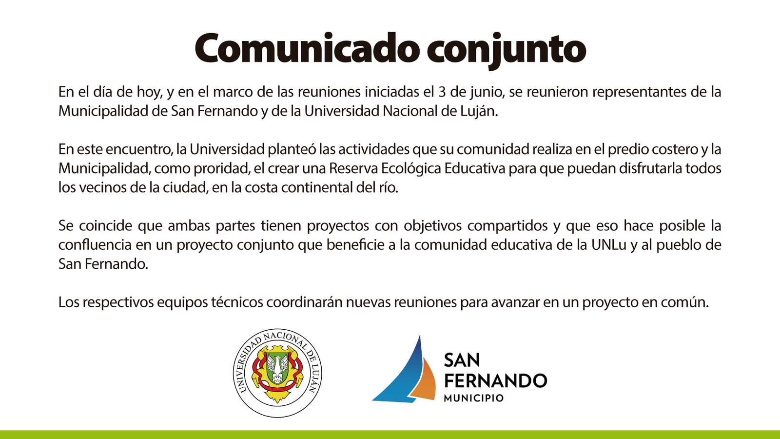 San Fernando y la Universidad de Luján trabajan en un proyecto conjunto para la reserva ecológica educativa y un mejor espacio para los estudiantes
