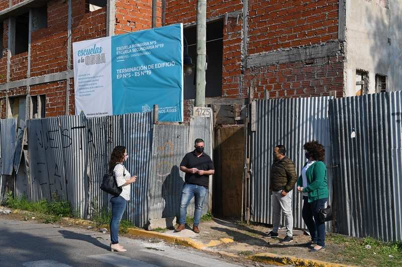 El Consejo Escolar de San Fernando supervisó la reanudación de obra de la Primaria Nº5 y Secundaria Nº19