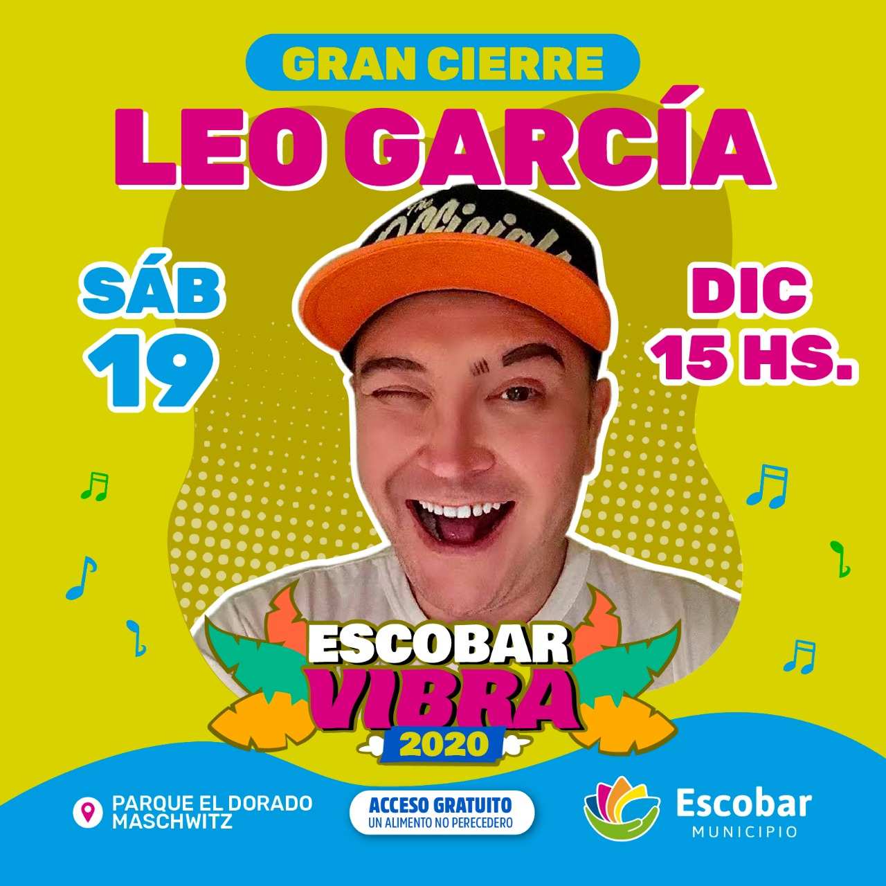 Se viene el gran cierre de Escobar Vibra 2020, con el show de Leo García