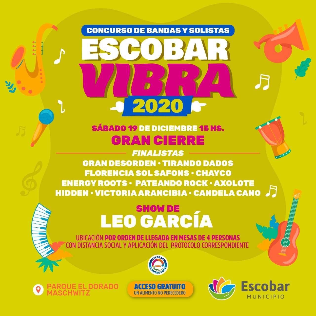 Hoy, Gran cierre de Escobar Vibra 2020, con el show de Leo García