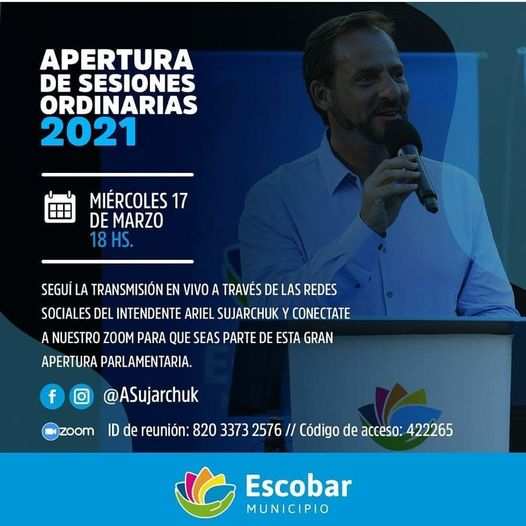 El intendente Ariel Sujarchuk dará inicio a las Sesiones Ordinarias 2021 del Concejo Deliberante