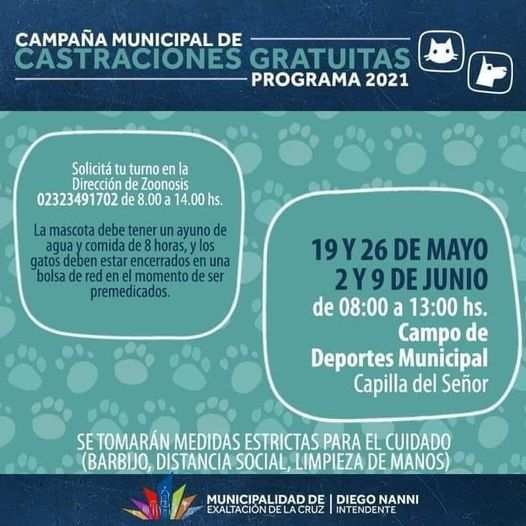 Exaltación de la Cruz, Campaña Municipal de Castración Gratuita