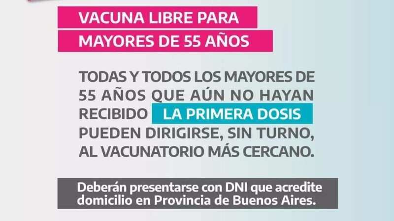 Vacunación Libre para Mayores de 55 Años