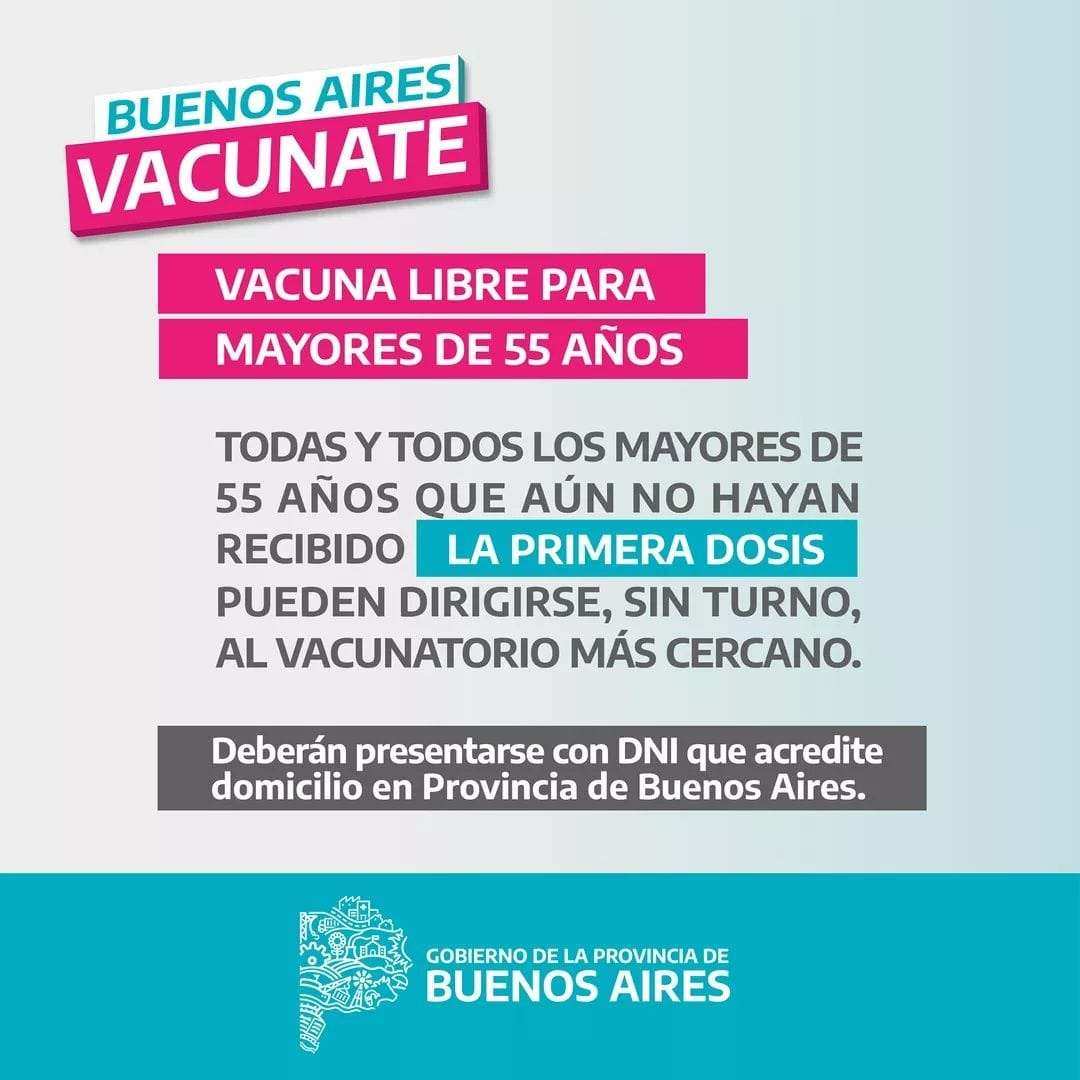 Vacunación Libre para Mayores de 55 Años