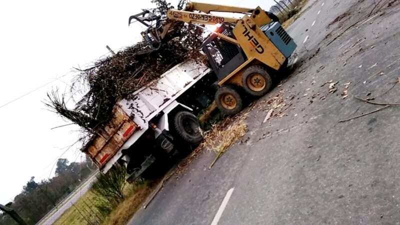 En Parada Robles,  se volvió retirar ramas y residuos de podas depositadas en la colectora