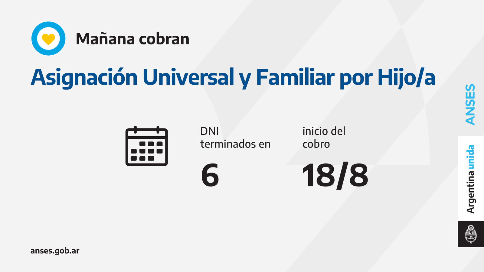 ANSES, calendarios de Pago del Miércoles 18 de Agosto