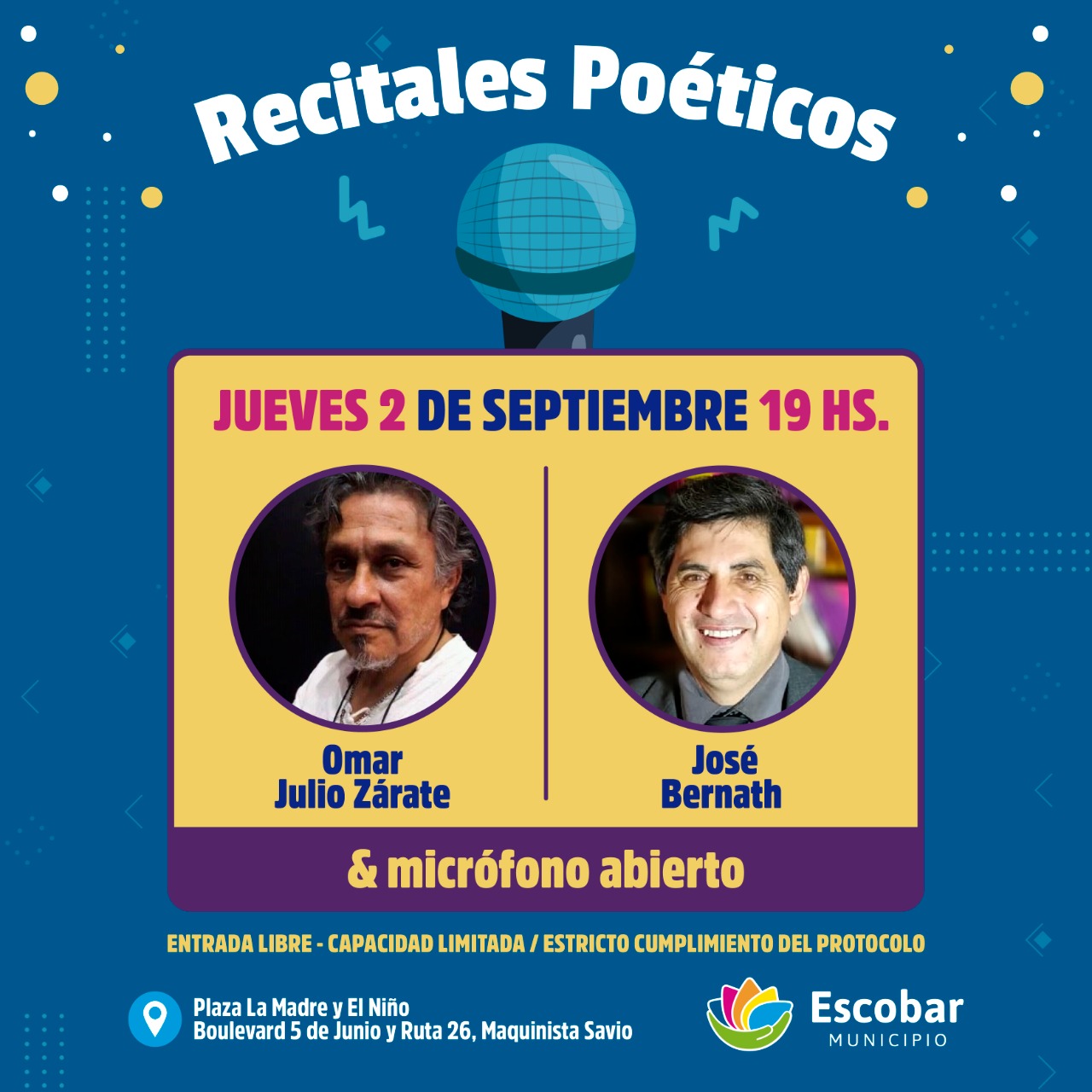 Con Omar Julio Zárate & José Bernath , continúa el Ciclo de Recitales Poéticos de Escobar