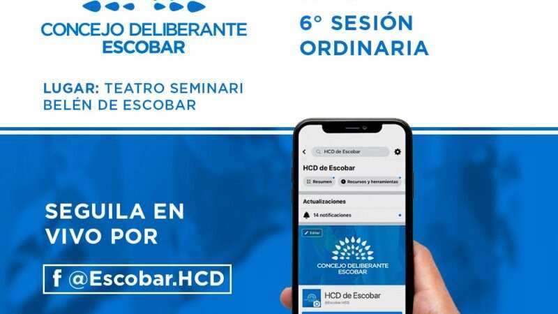 Escobar, el Concejo Deliberante realizará la sexta Sesión Ordinaria en el Teatro Seminari