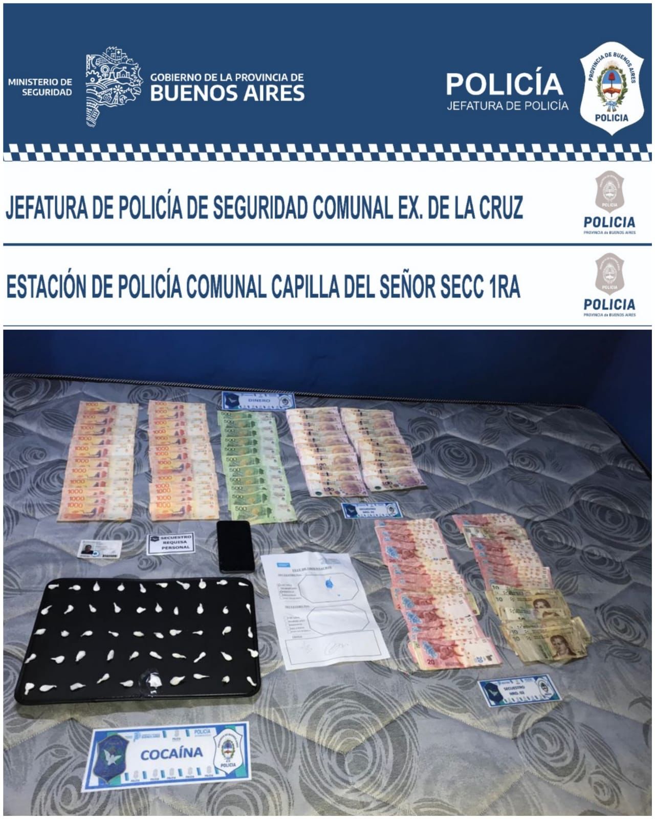 Allanamiento y detención por venta de Drogas en Capilla del Señor