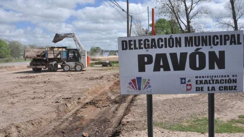 Pavón, trabajan en la construcción de Veredas y Bicisendas a la vera de la Ruta 9