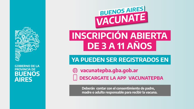 El Gobierno bonaerense abrió la inscripción para vacunar a niños y niñas de 3 a 11 años