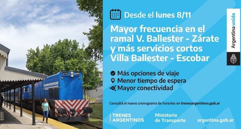 Trenes Argentinos suma nuevos servicios en sus ramales a Tigre y a Escobar.