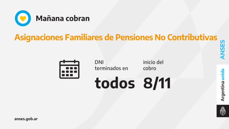 ANSES, calendarios de Pago del Lunes 8 de Noviembre