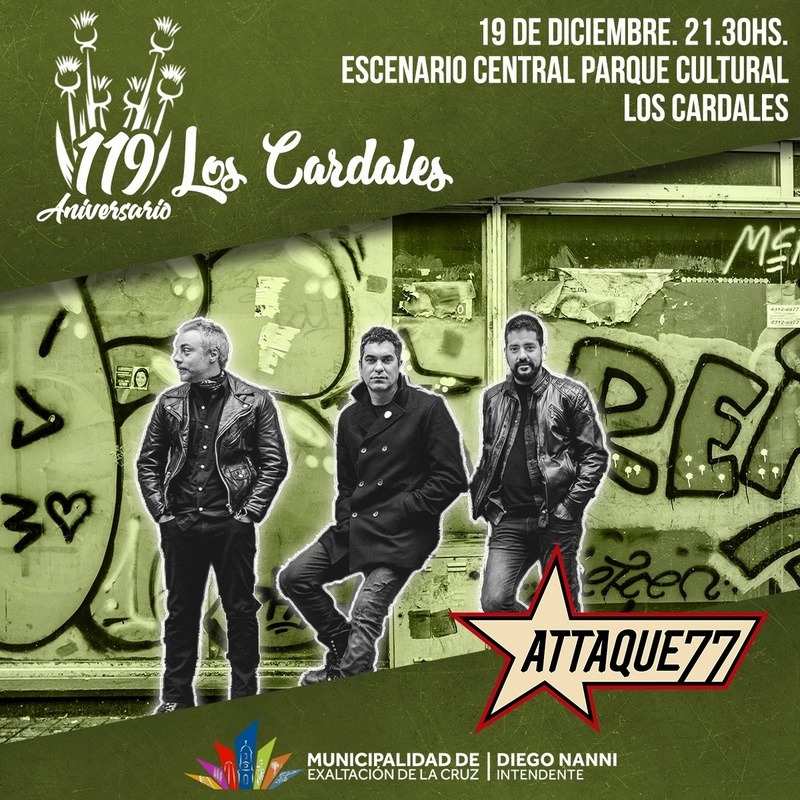 Ataque 77 tocará en el 119° Aniversario de Los Cardales