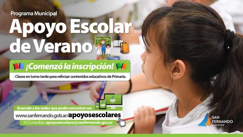 El Municipio de San Fernando inició la inscripción para los Apoyos Escolares de Verano