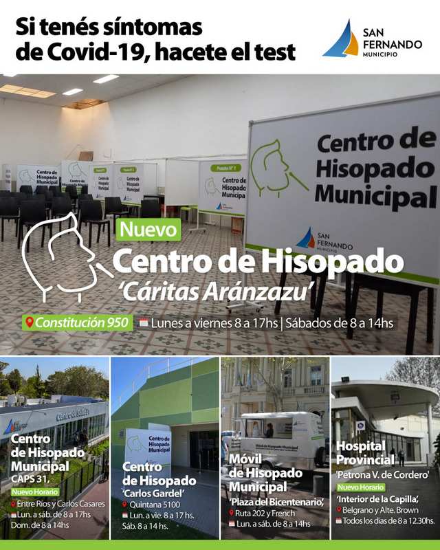 San Fernando sumó un nuevo Centro de Hisopado en ‘Cáritas Aránzazu’