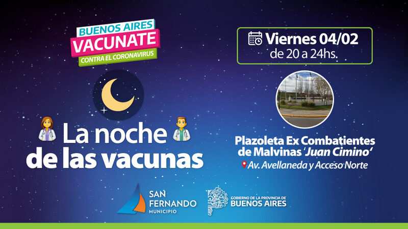 “La Noche de las Vacunas” en San Fernando este viernes desde las 20 horas