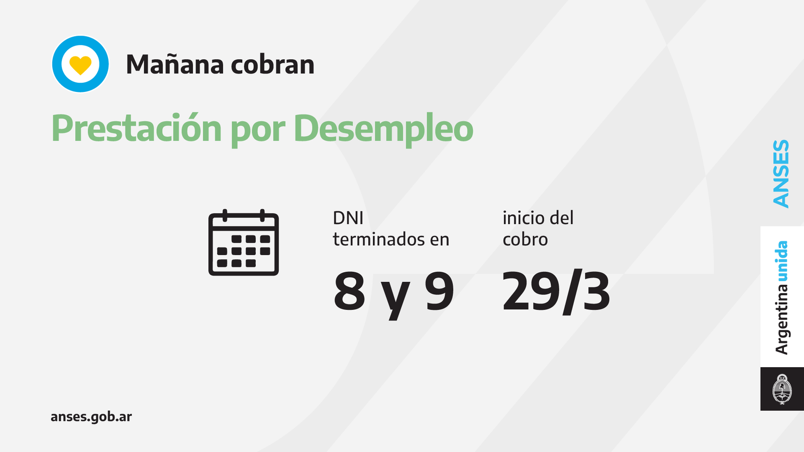 ANSES, calendarios de Pago del Martes 29 de Marzo