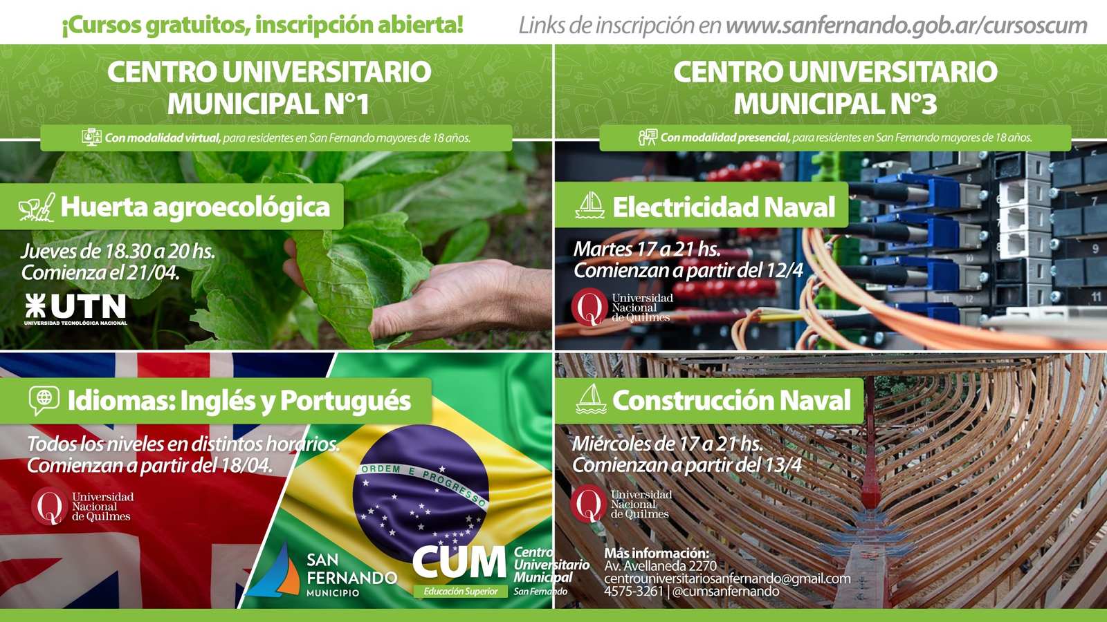 Comenzó la inscripción a cursos gratuitos del Centro Universitario Municipal de San Fernando