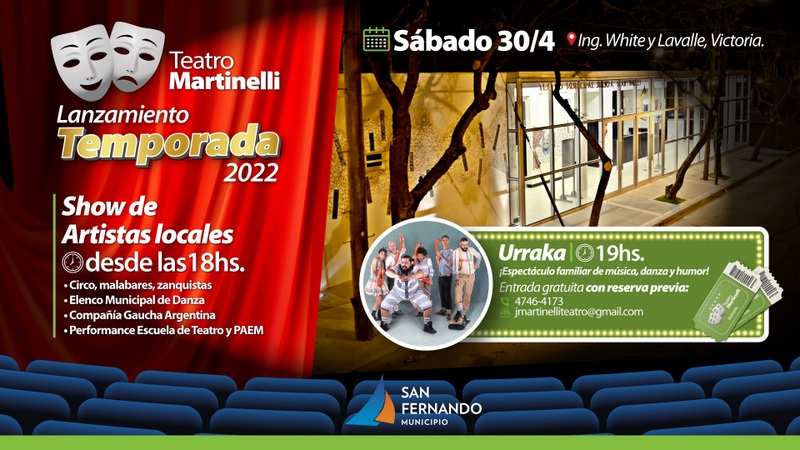 Este sábado: el Teatro Martinelli de Victoria lanzará su Temporada 2022