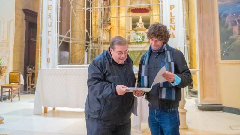 Juan Andreotti visitó las obras de restauración del templo Nuestra Señora de Aránzazu