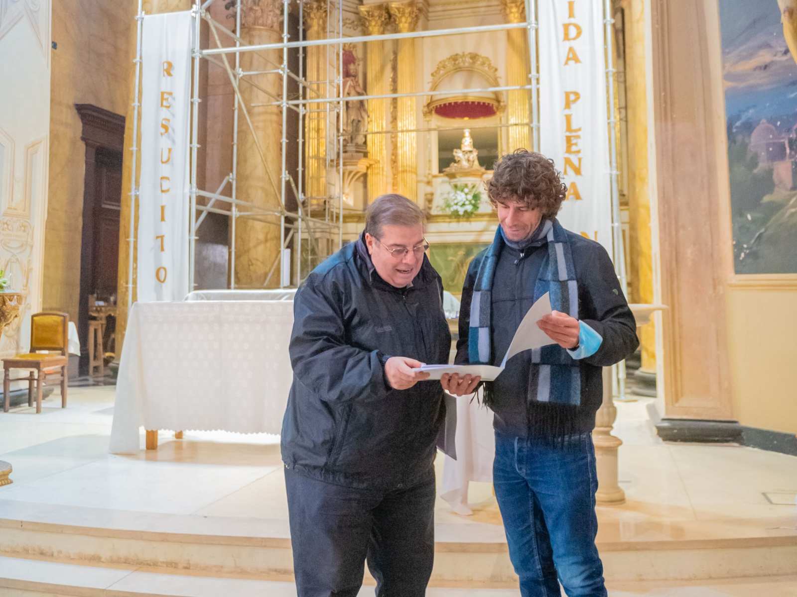 Juan Andreotti visitó las obras de restauración del templo Nuestra Señora de Aránzazu