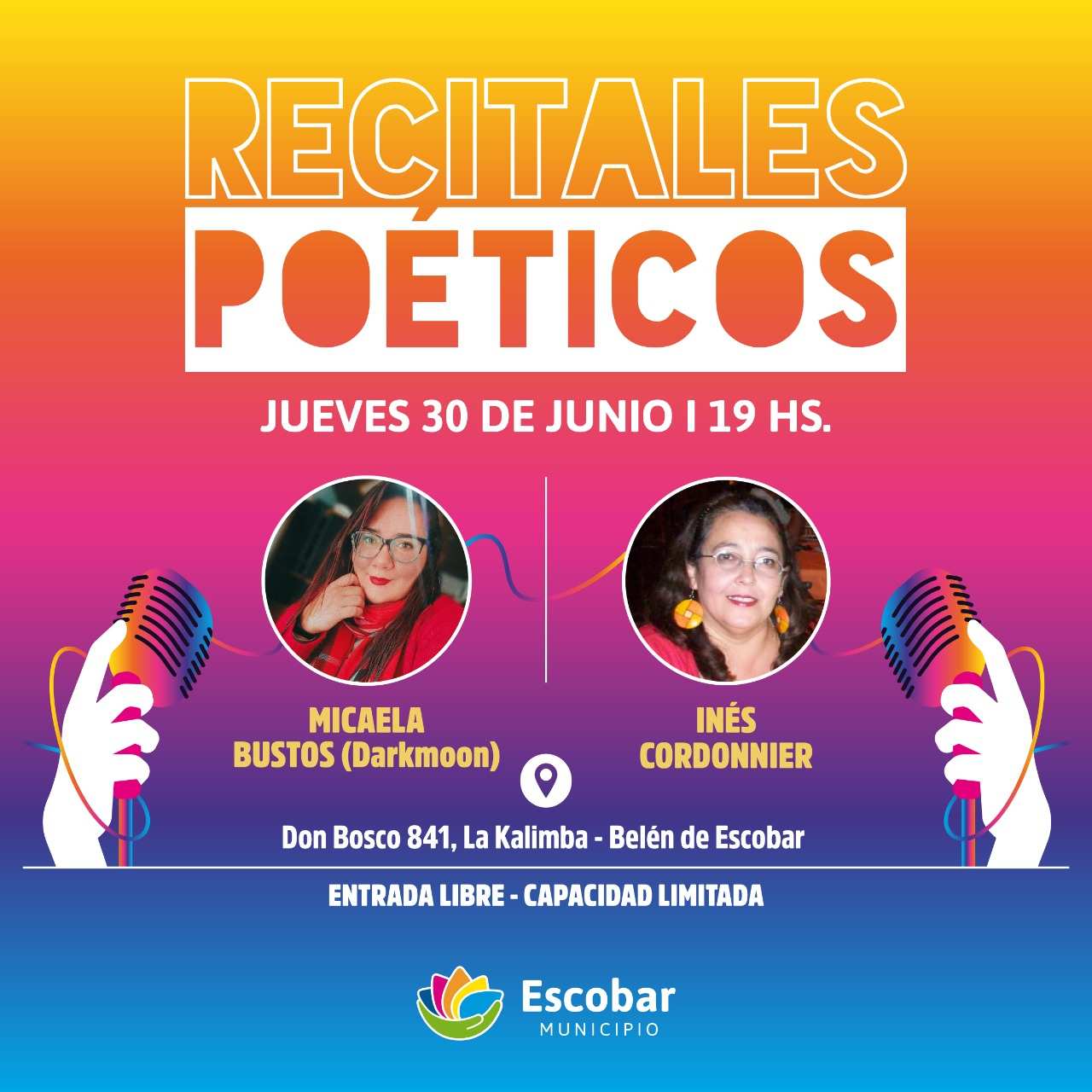 El Ciclo de Recitales Poéticos, contará con: Micaela Bustos (Darkmoon) & Inés Cordonnier