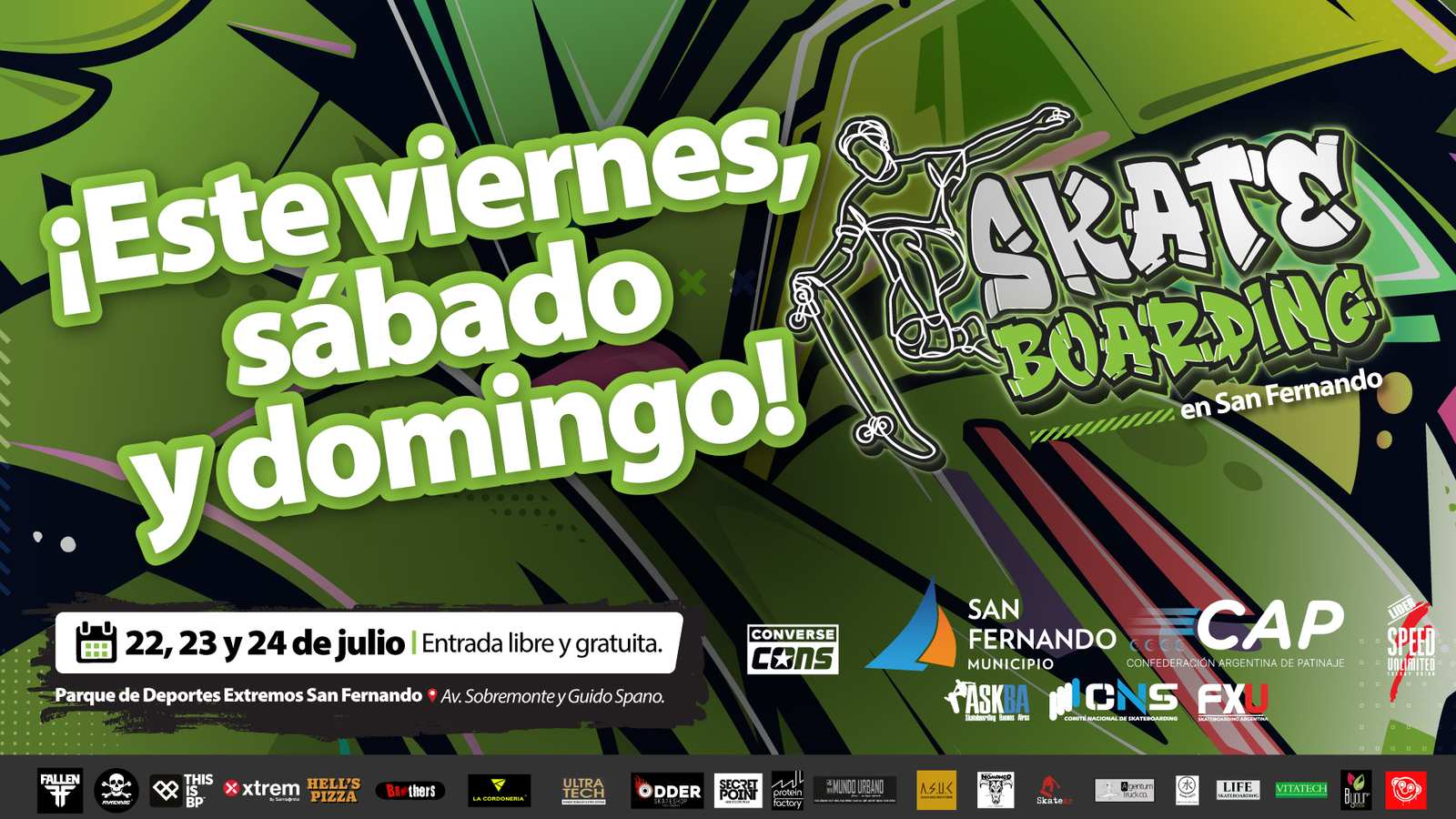 Este fin de semana llega el Campeonato Nacional de Skateboarding a San Fernando