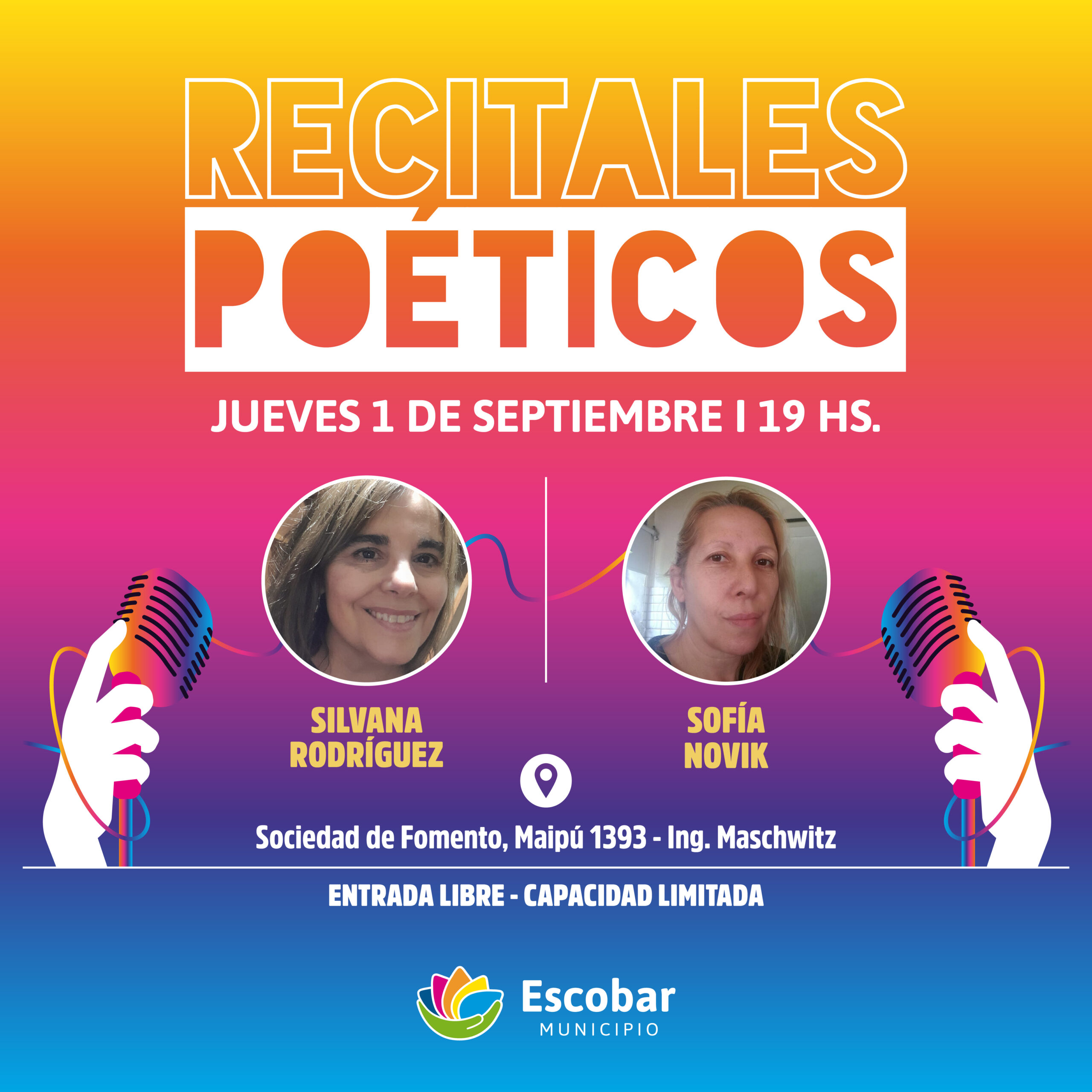 Escobar, Silvana Rodríguez & Sofía Novik , en el Ciclo de Recitales Poéticos 2022