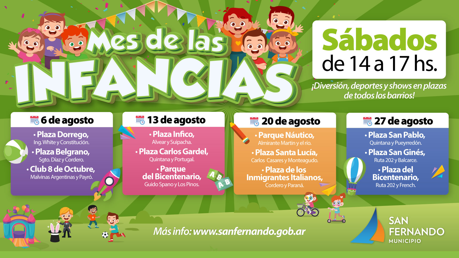 Mes de las Infancias”, los próximos sábados con juegos en distintas plazas de San Fernando
