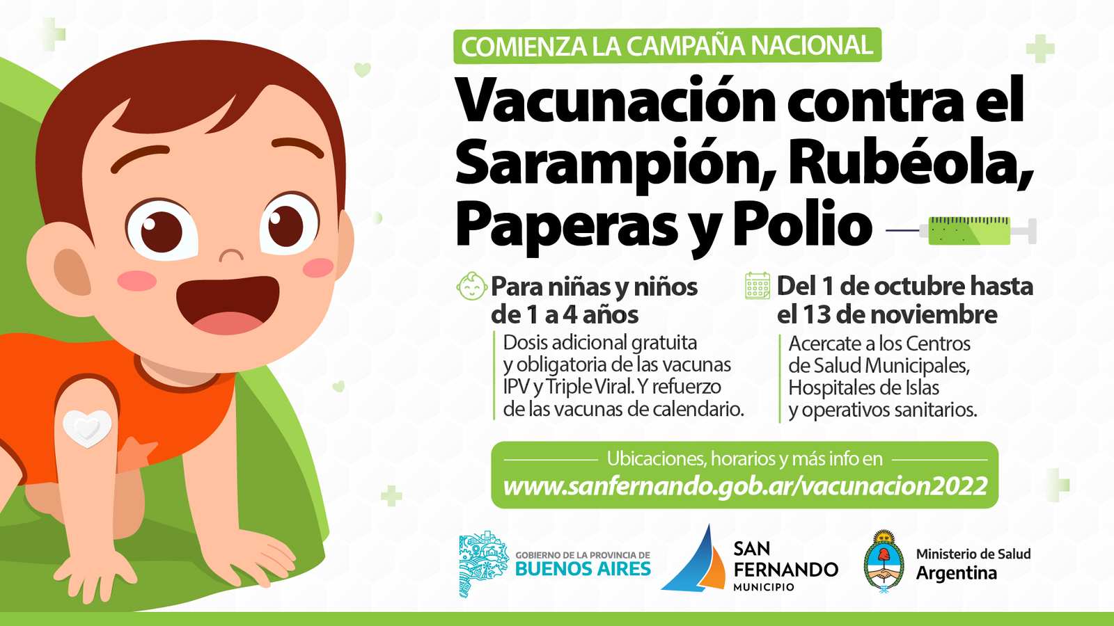 San Fernando: en octubre comenzará la campaña Nacional de Vacunación contra el Sarampión, Rubéola, Paperas y Polio