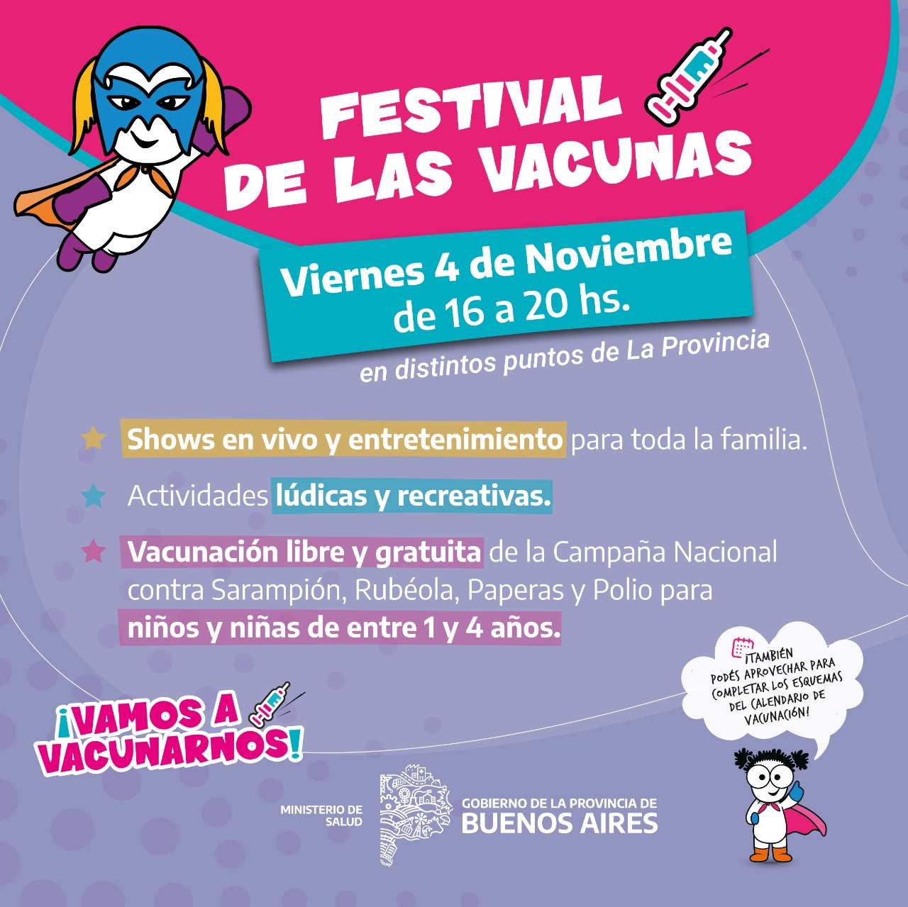 Salud realiza el “Festival de las Vacunas” en distintos puntos de la Provincia