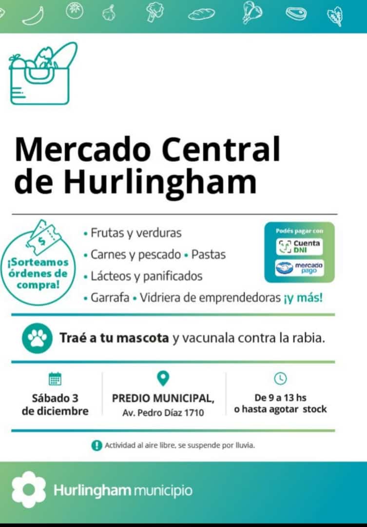 El Municipio de Hurlingham invita a una nueva edición del Mercado Central en el distrito