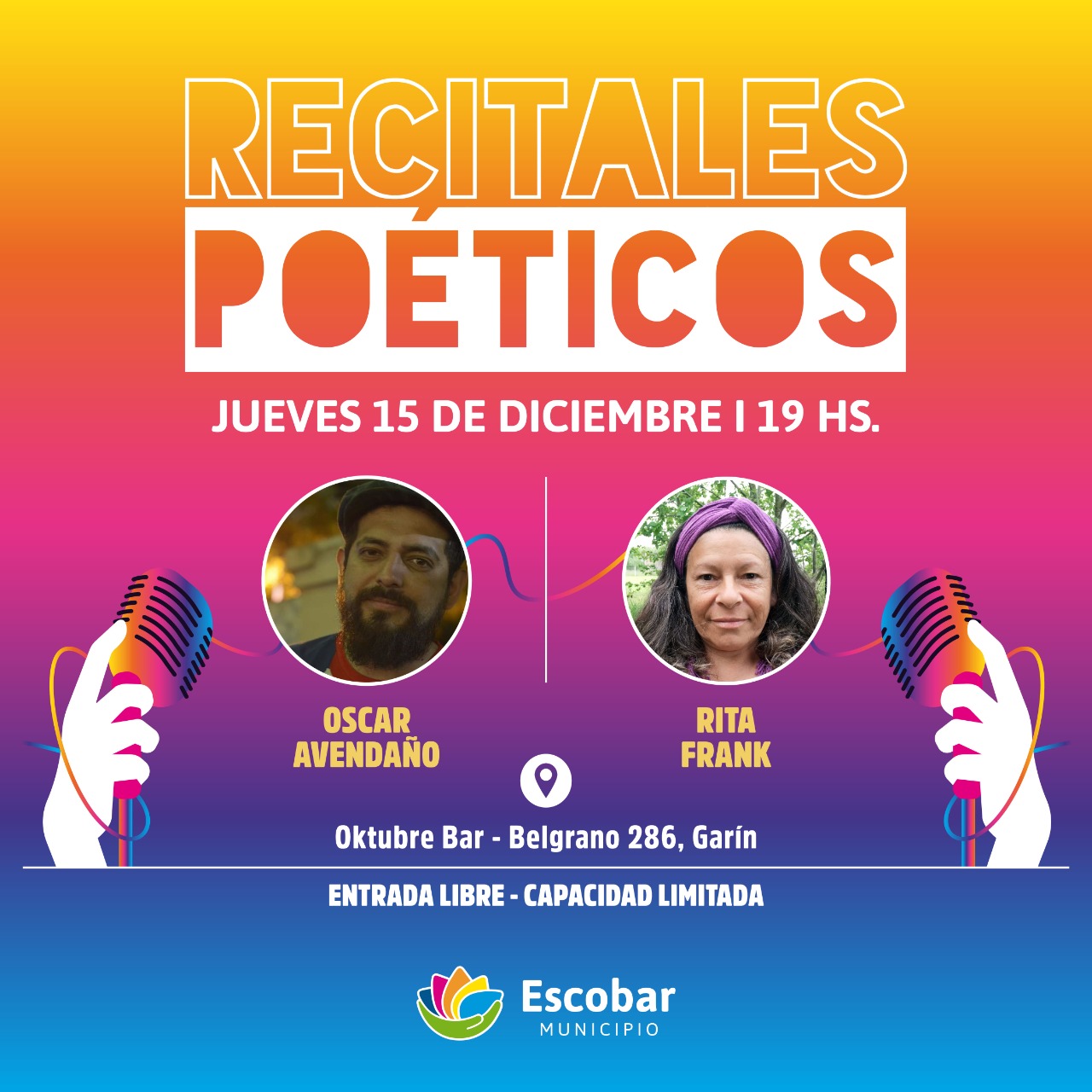 Escobar, Oscar Avendaño & Rita Frank , en la Continuidad del Ciclo de Recitales Poéticos 2022