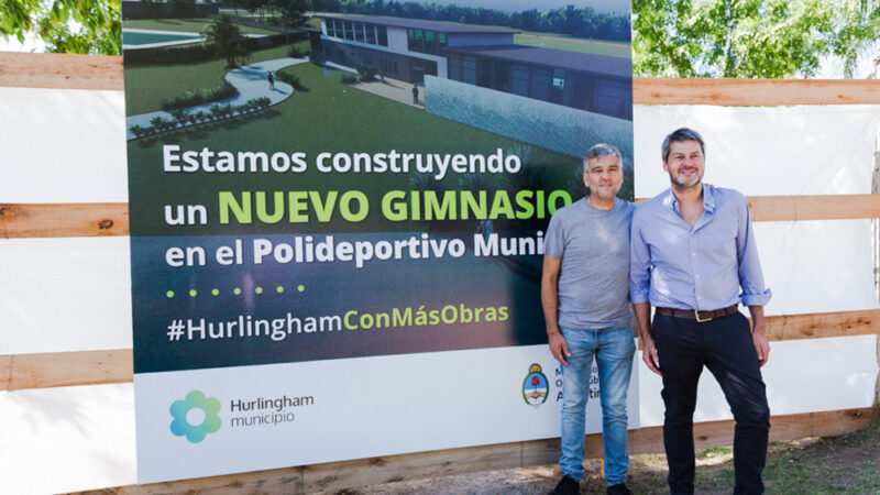 Zabaleta y Lammens pusieron en marcha la obra del nuevo gimnasio cubierto en el Polideportivo Municipal