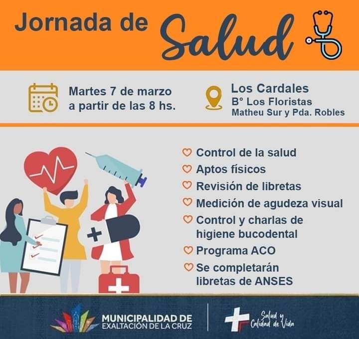 Exaltación, jornada de Salud en el barrio Los Floristas