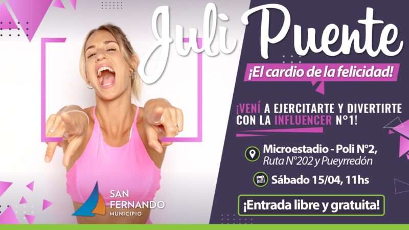Juli Puente con el “Cardio de la Felicidad” dará una masterclass en San Fernando