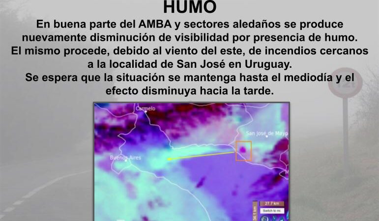 AMBA alerta por humo debido a un incendio en Uruguay