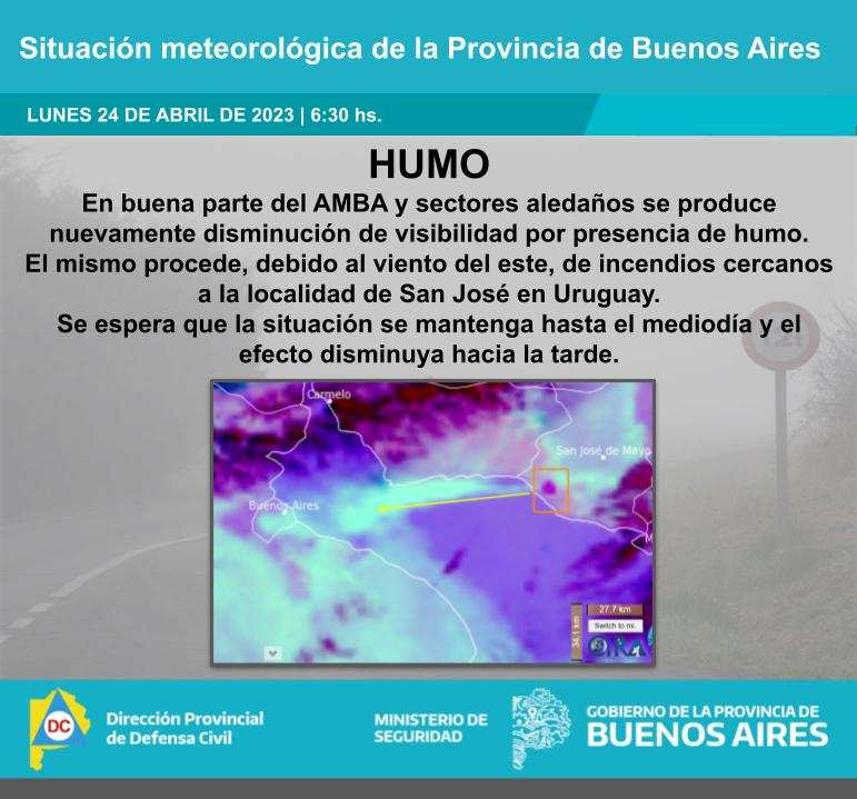 AMBA alerta por humo debido a un incendio en Uruguay