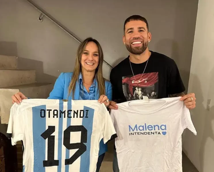 Malena Galmarini recibió el apoyo del Campeón del Mundo Nico Otamendi a su candidatura a intendenta