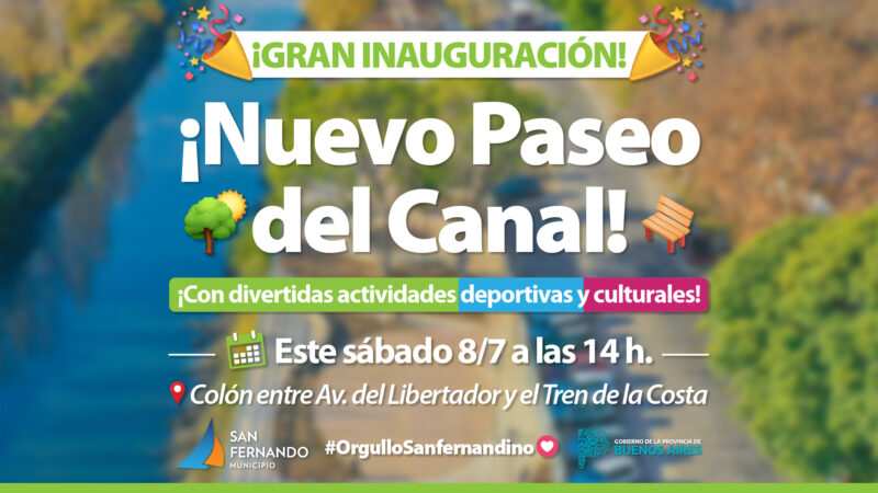 San Fernando inaugurará este sábado el “Paseo del Canal”, con actividades deportivas y culturales