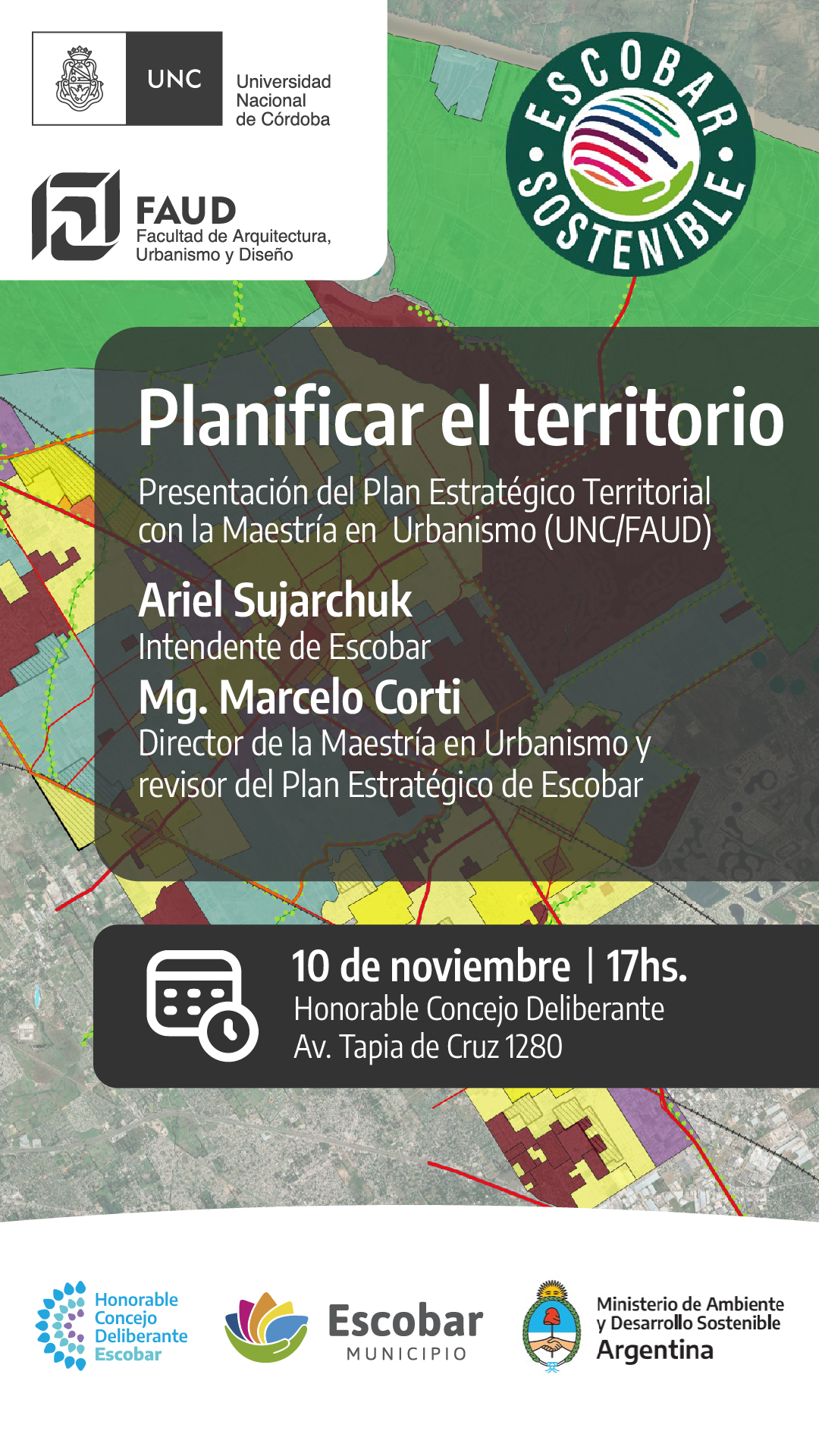 El HCD de Escobar realizará la actividad: “Planificar el territorio” con Ariel Sujarchuk y Marcelo Corti