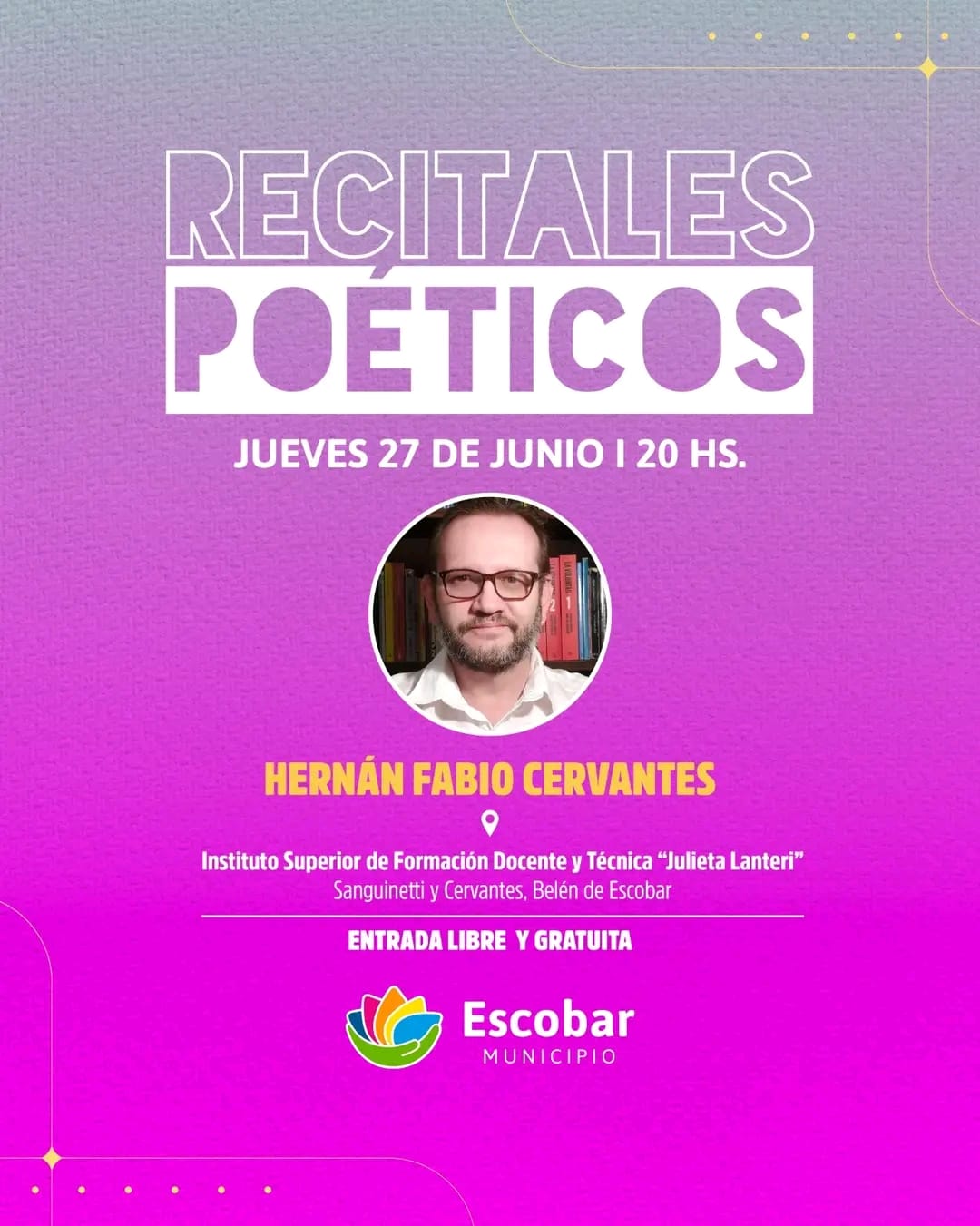 Con Hernán Fabio Cervantes continúa el Ciclo de Recitales Poéticos de Escobar